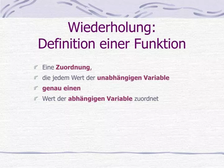 wiederholung definition einer funktion