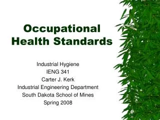 Occupational Health Standards