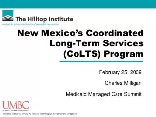 New Mexico’s Coordinated Long-Term Services (CoLTS) Program