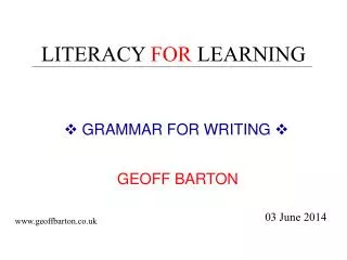 LITERACY FOR LEARNING