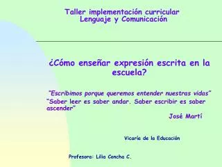 taller implementaci n curricular lenguaje y comunicaci n