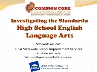 Investigating the Standards: High School English Language Arts