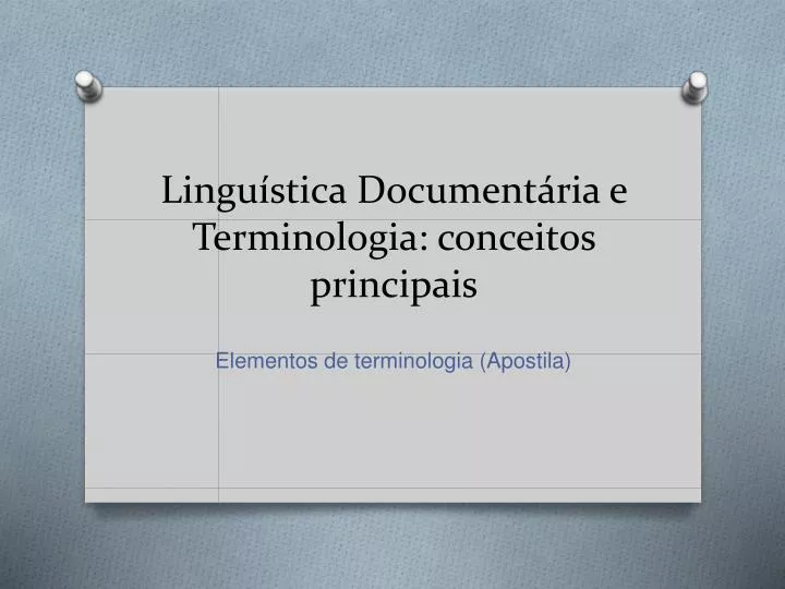 lingu stica document ria e terminologia conceitos principais