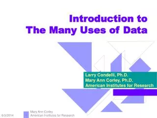 Introduction to The Many Uses of Data