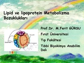 Lipid ve lipoprotein Metabolizma Bozuklukları