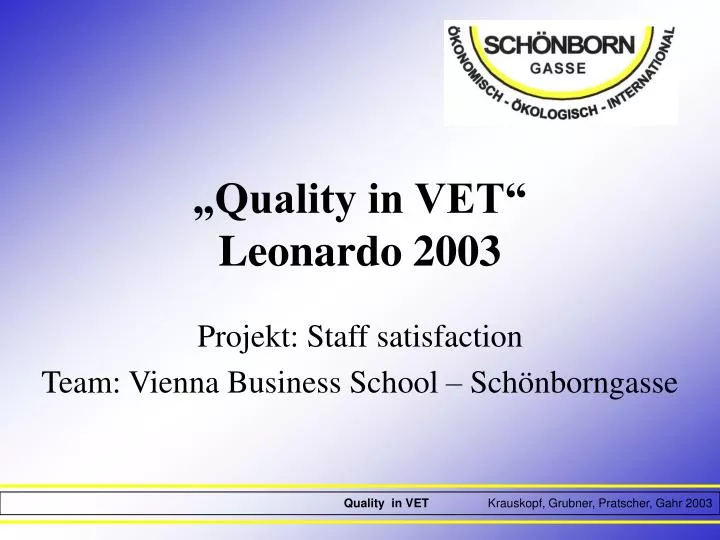 quality in vet leonardo 2003
