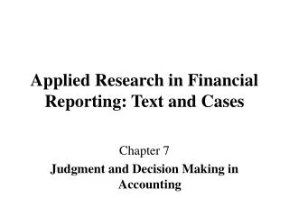 applied research in financial reporting text and cases