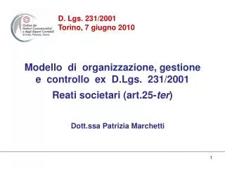 Modello di organizzazione, gestione e controllo ex D.Lgs. 231/2001 Reati societari (art.25- ter )