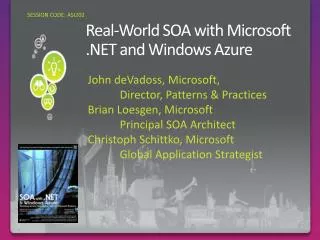 Real-World SOA with Microsoft .NET and Windows Azure