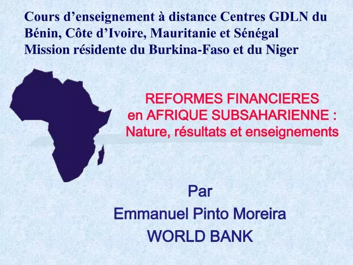 reformes financieres en afrique subsaharienne nature r sultats et enseignements