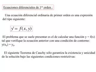 Ecuaciones diferenciales de 1 er orden :