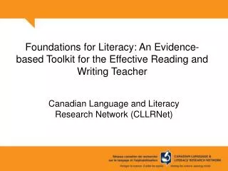 Foundations for Literacy: An Evidence-based Toolkit for the Effective Reading and Writing Teacher