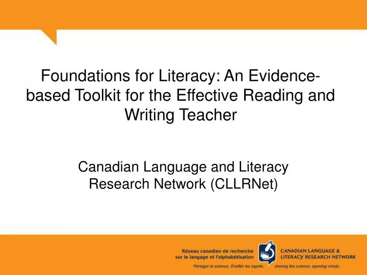 foundations for literacy an evidence based toolkit for the effective reading and writing teacher