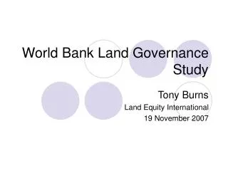 World Bank Land Governance Study