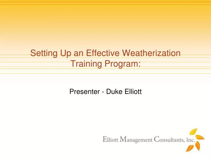 setting up an effective weatherization training program