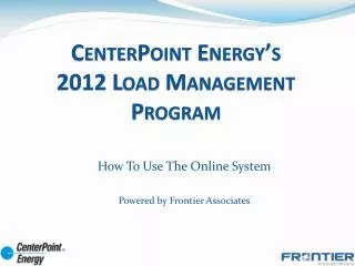 CenterPoint Energy’s 2012 Load Management Program