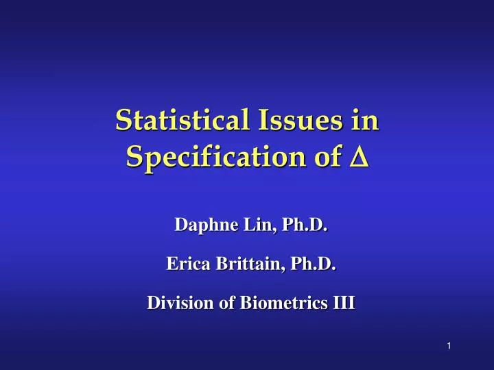 statistical issues in specification of d