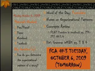 Monday October 5, 2009