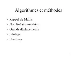 Algorithmes et méthodes