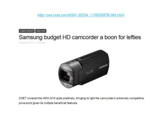 Samsung budget HD camcorder a boon for lefties