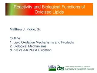 Reactivity and Biological Functions of Oxidized Lipids