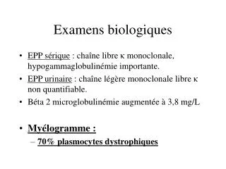examens biologiques