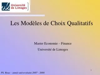les mod les de choix qualitatifs
