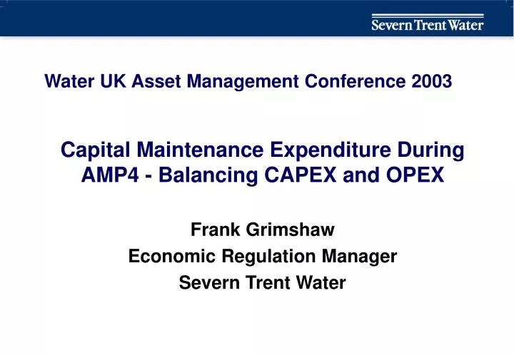 water uk asset management conference 2003