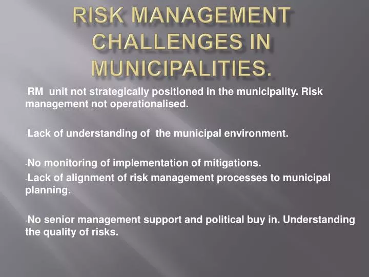 risk management challenges in municipalities
