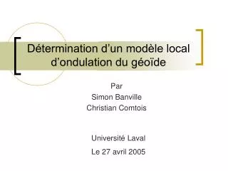 d termination d un mod le local d ondulation du g o de