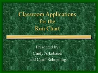 Classroom Applications for the Run Chart