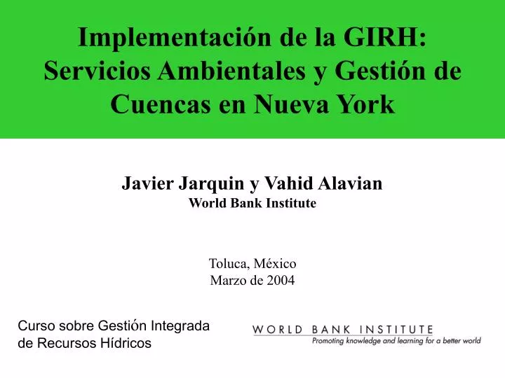 implementaci n de la girh servicios ambientales y gesti n de cuencas en nueva york