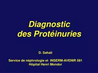 diagnostic des prot inuries