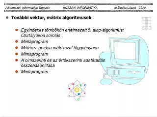 alkalmazott informatikai tansz k m szaki informatika dr dud s l szl 22 0