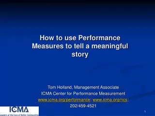 How to use Performance Measures to tell a meaningful story