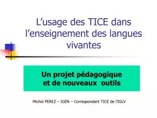 l usage des tice dans l enseignement des langues vivantes