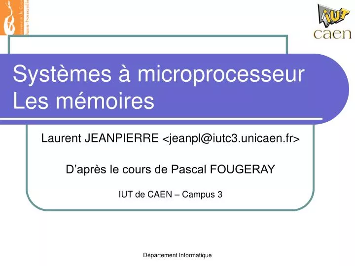 syst mes microprocesseur les m moires