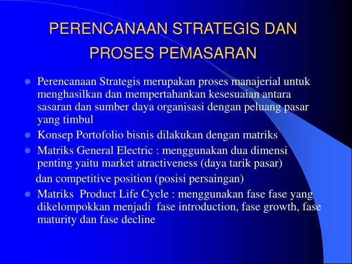 perencanaan strategis dan proses pemasaran