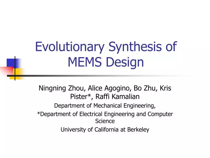 evolutionary synthesis of mems design