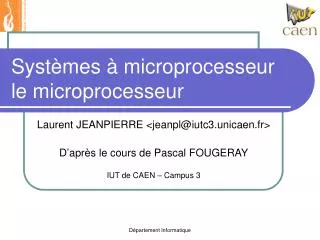 Systèmes à microprocesseur le microprocesseur