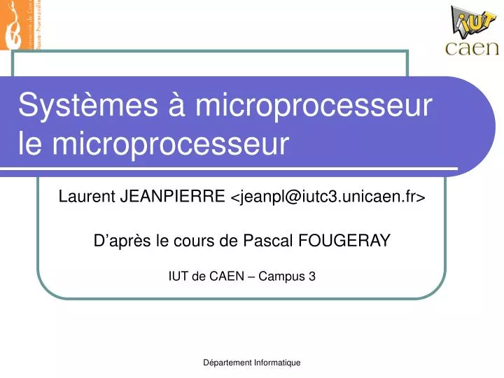 syst mes microprocesseur le microprocesseur