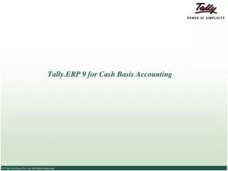 Tally.ERP 9 for Cash Basis Accounting