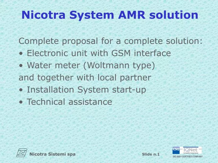 nicotra system amr solution