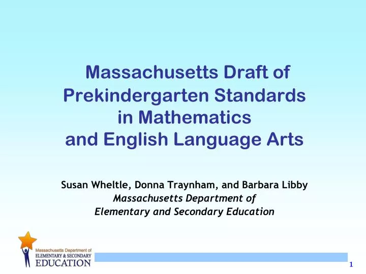 massachusetts draft of prekindergarten standards in mathematics and english language arts