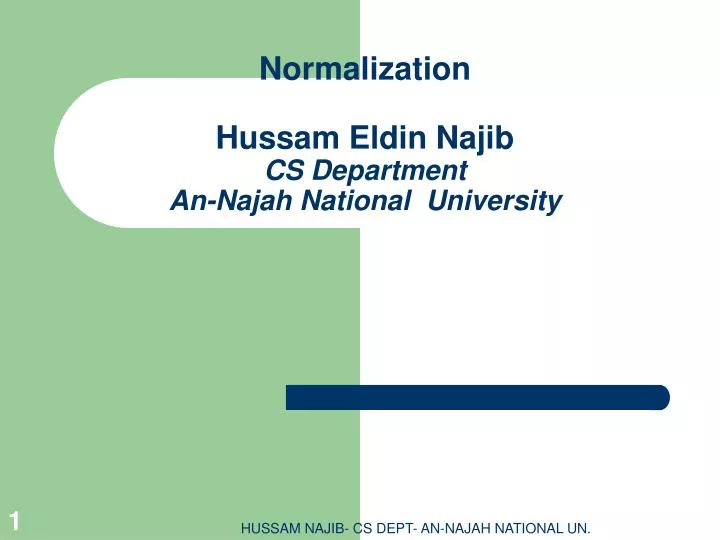 normalization hussam eldin najib cs department an najah national university