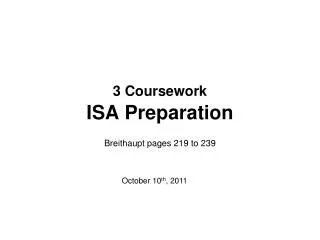 3 Coursework ISA Preparation
