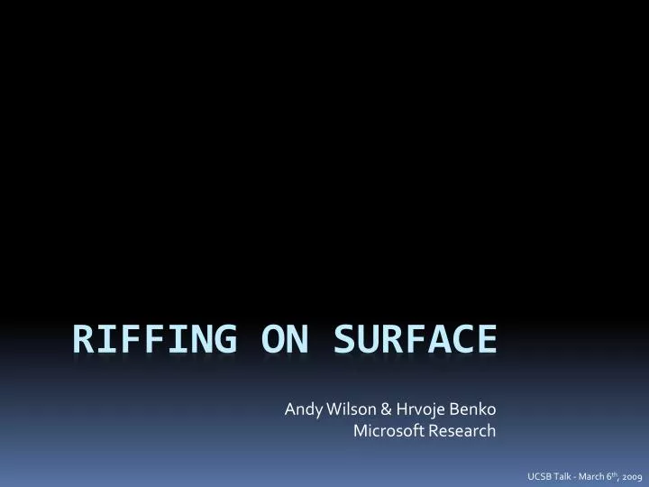 riffing on surface