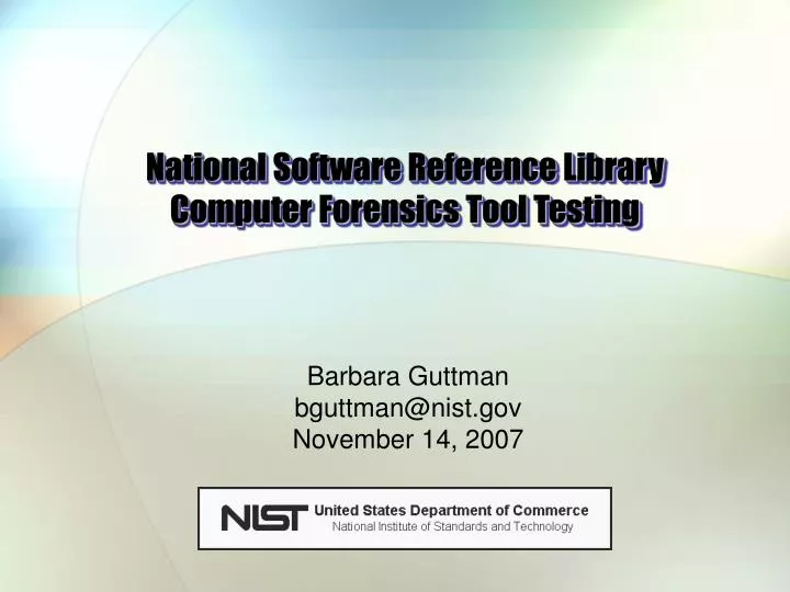 national software reference library computer forensics tool testing