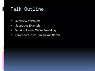 Talk Outline