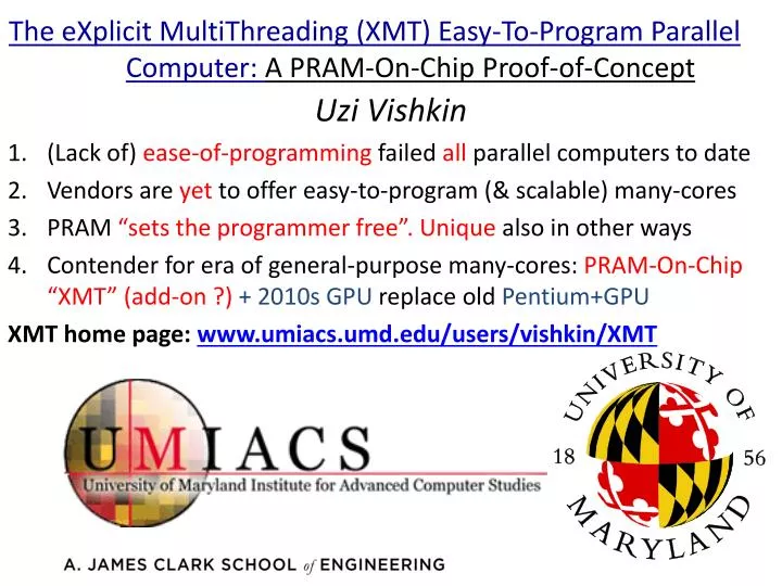 the explicit multithreading xmt easy to program parallel computer a pram on chip proof of concept